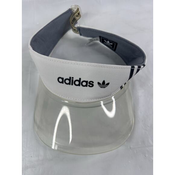 Adidas Trefoil Visor Clear Bill White Adjustable Strapback OSFA Tennis Golf - Picture 2 of 6